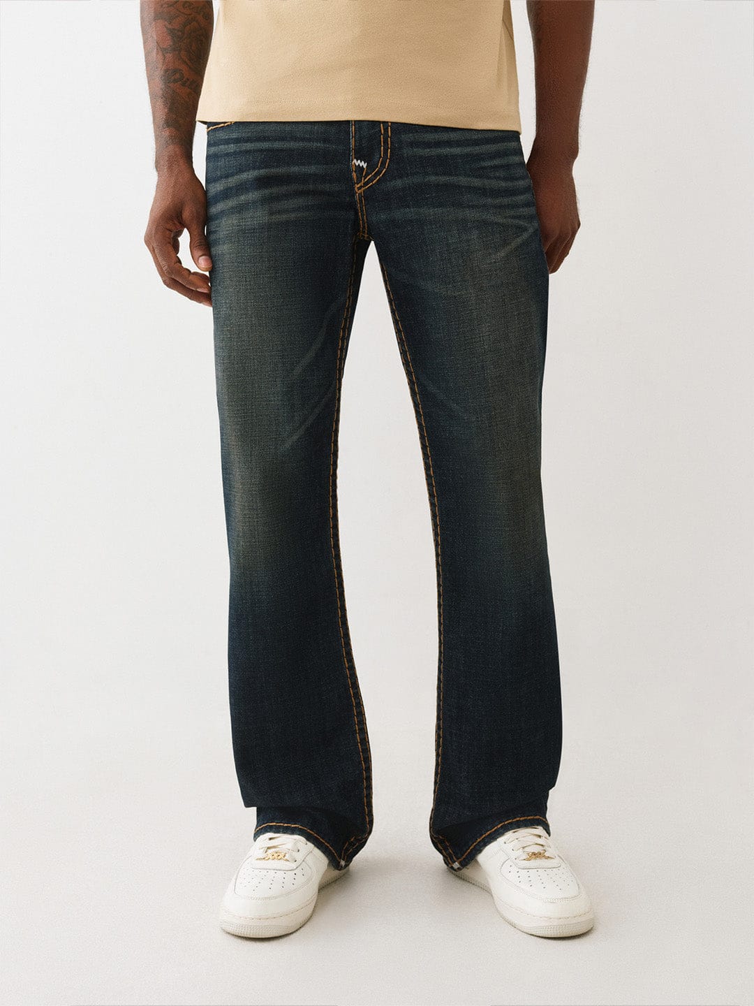Shop True Religion Men Blue Solid Bootcut Fit Super T Billy Jeans
