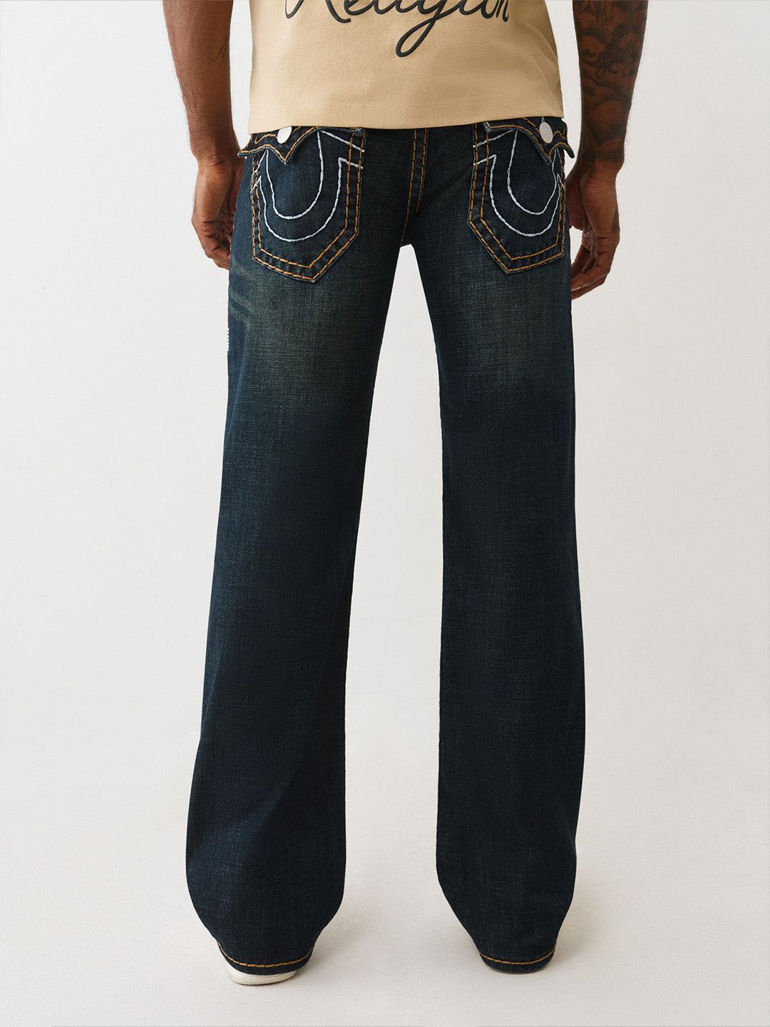 TRUE RELIGION Men Blue Super T Bootcut Fit Jeans