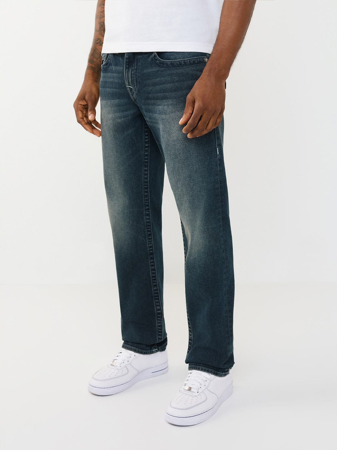 TRUE RELIGION Men Navy Blue SN Straight Fit Jeans