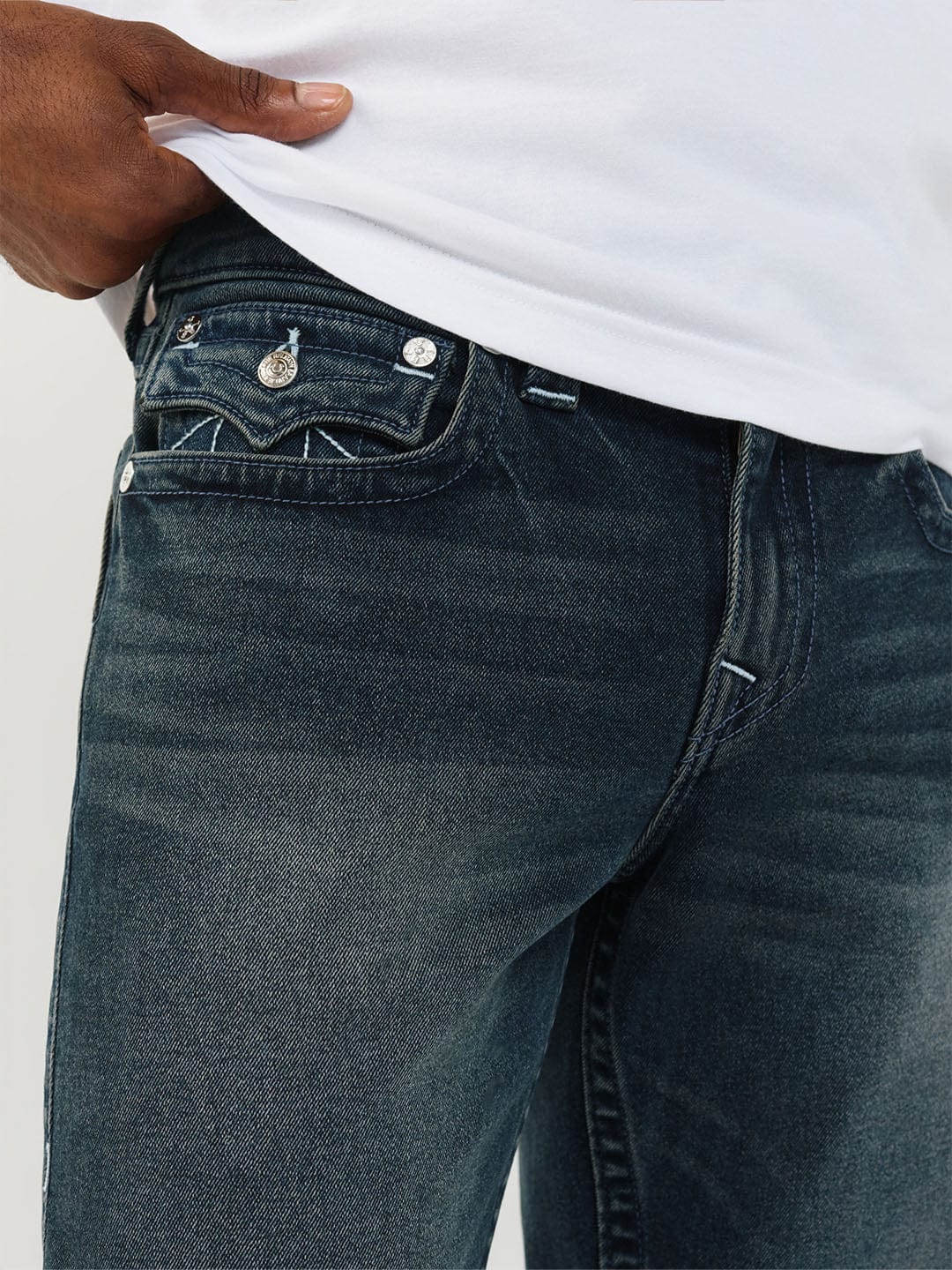 TRUE RELIGION Men Navy Blue SN Straight Fit Jeans