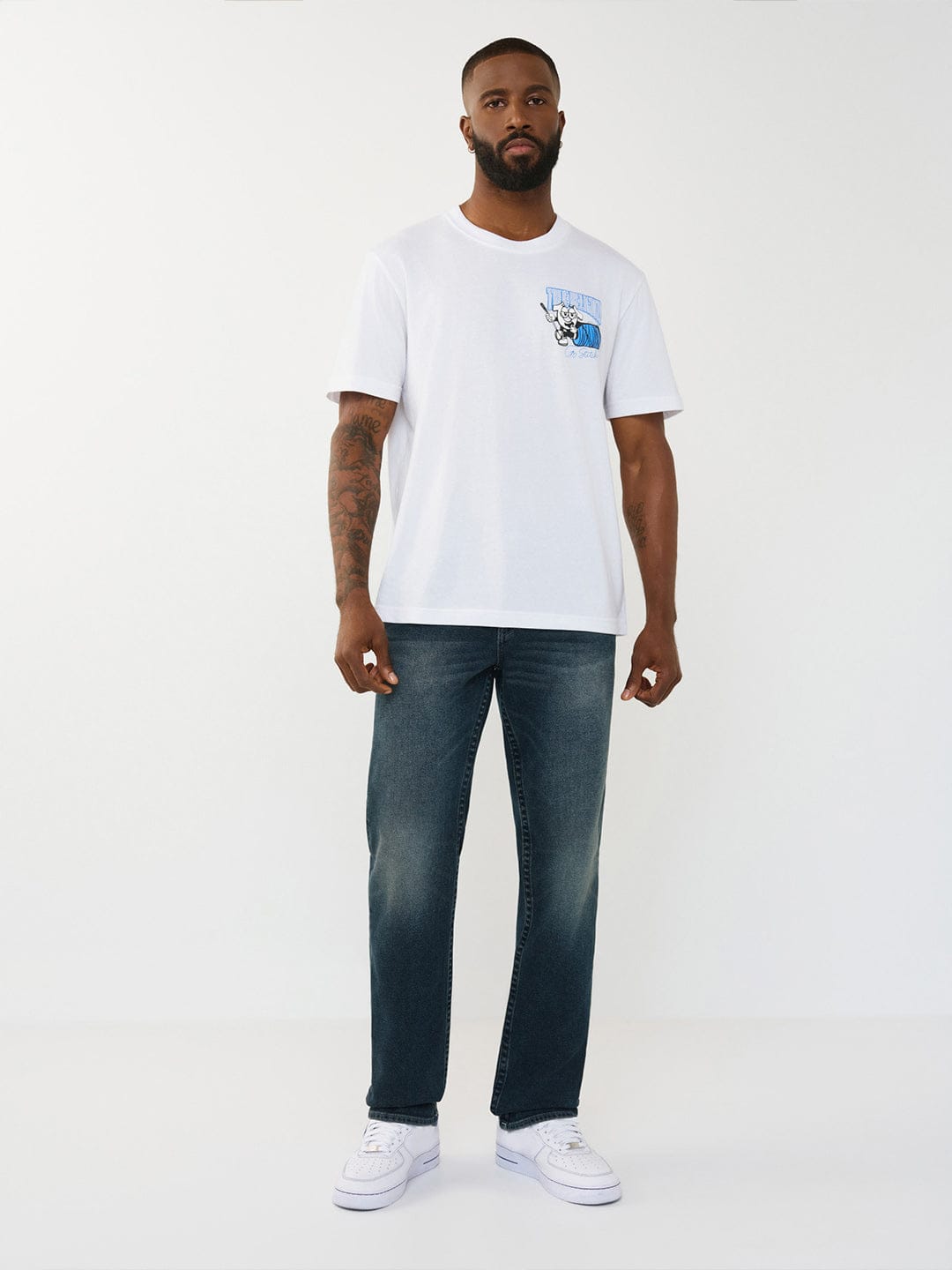 TRUE RELIGION Men Navy Blue SN Straight Fit Jeans