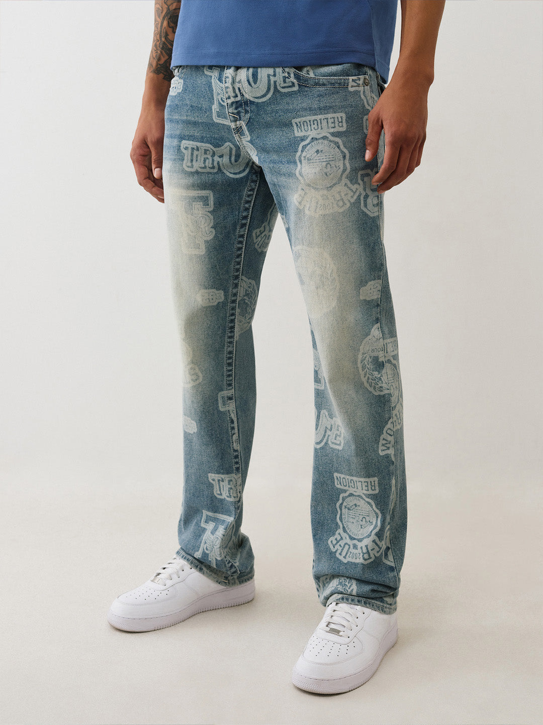 TRUE RELIGION Men Light Blue SN Straight Fit Jeans