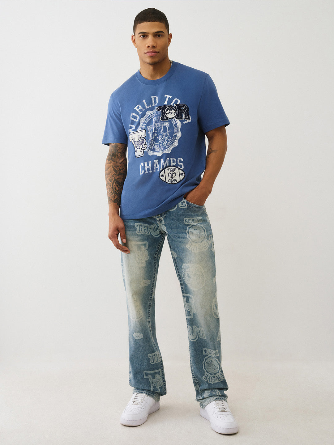 TRUE RELIGION Men Light Blue SN Straight Fit Jeans