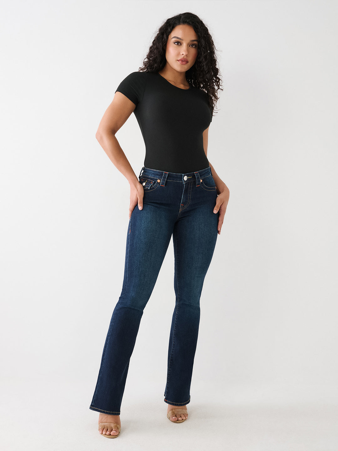 TRUE RELIGION Women Navy Blue SN Bootcut Fit Jeans