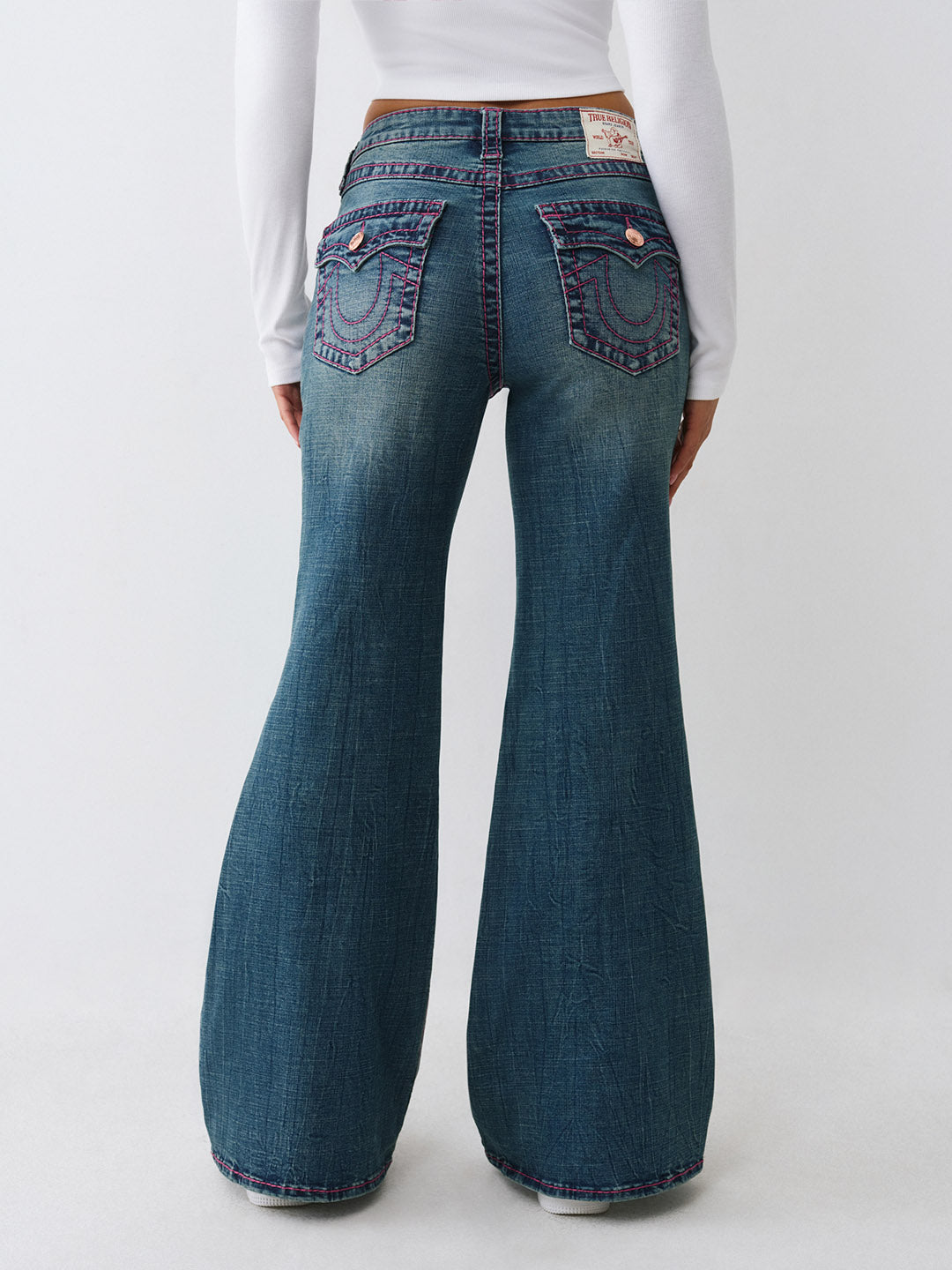 TRUE RELIGION Women Blue Big T Flare Fit Jeans