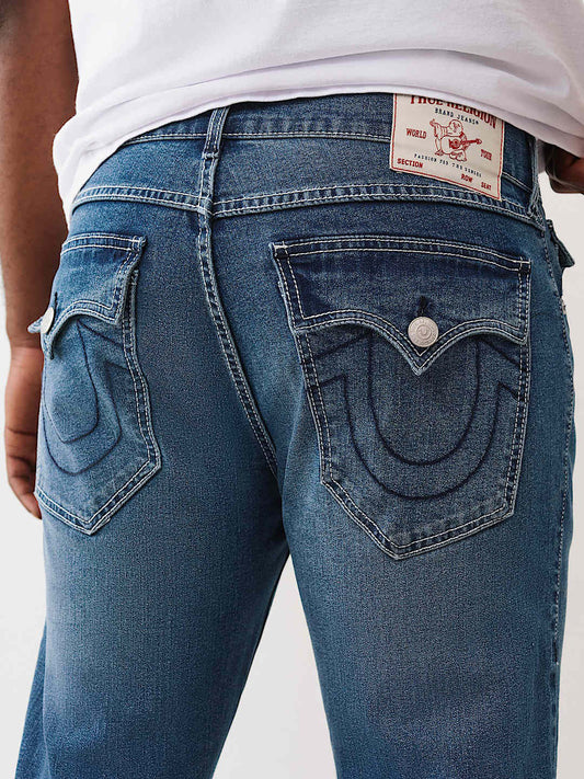 TRUE RELIGION Men Indigo Blue SN Ricky Straight Fit Jeans