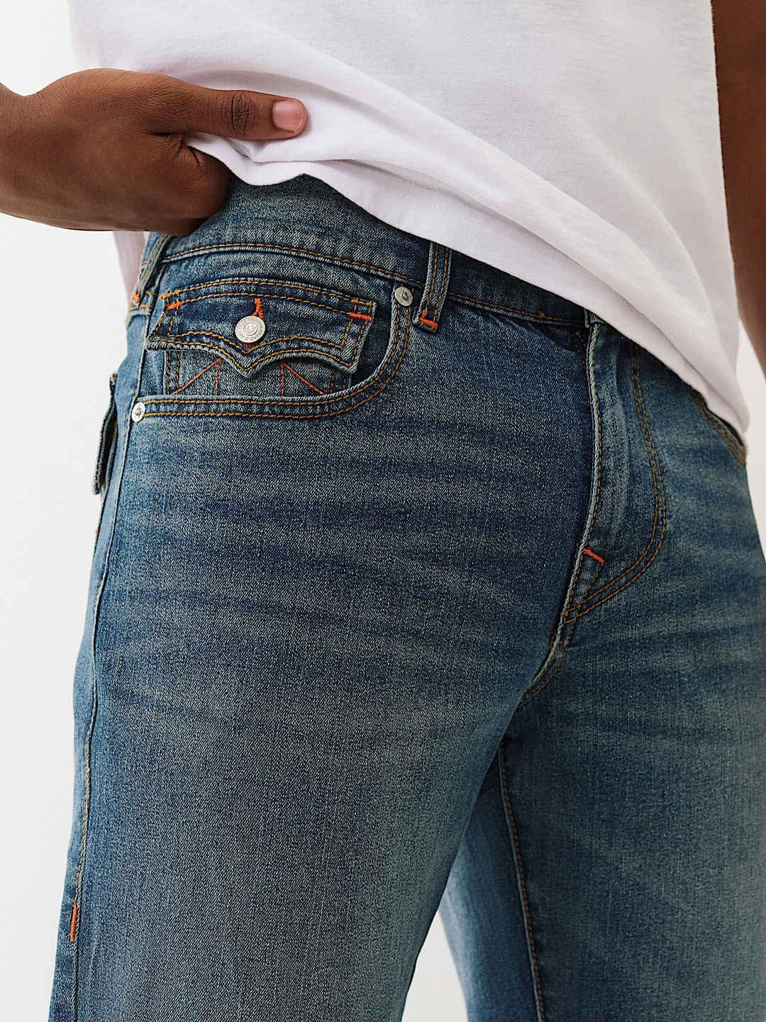 TRUE RELIGION Men Indigo Blue SN Ricky Straight Fit Jeans