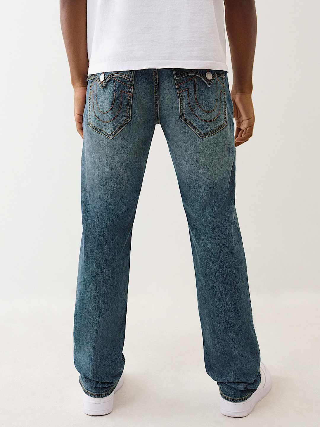 TRUE RELIGION Men Indigo Blue SN Ricky Straight Fit Jeans