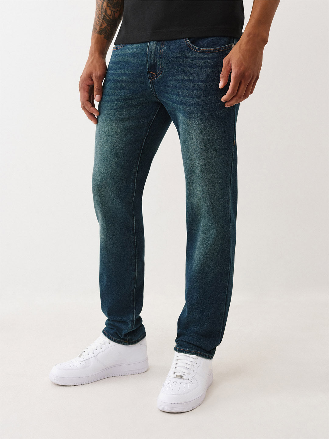 True Religion Men ROCCO SN Lightly Wash Blue Jeans