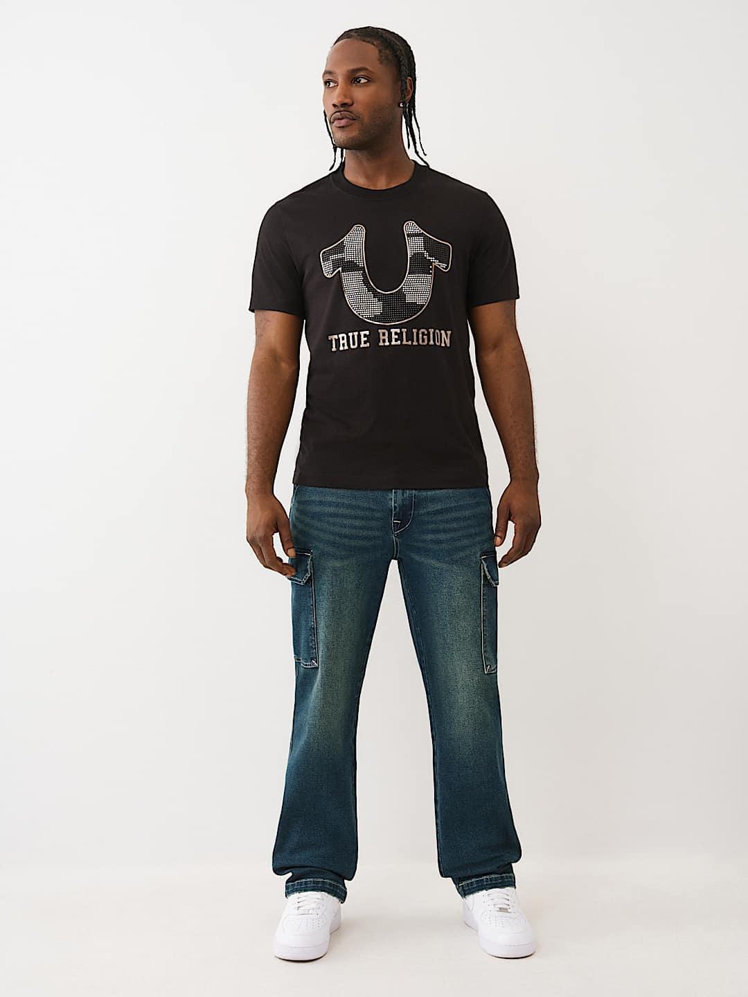 True Religion Men Blue Relaxed Fit Big T CARGO Trouser