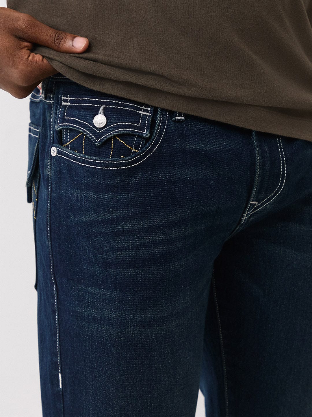Shop True Religion Men Blue Solid Bootcut Fit SN Billy Jeans