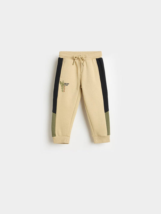 Blue Giraffe Boys Regular Fit Beige Logo Sweatpant
