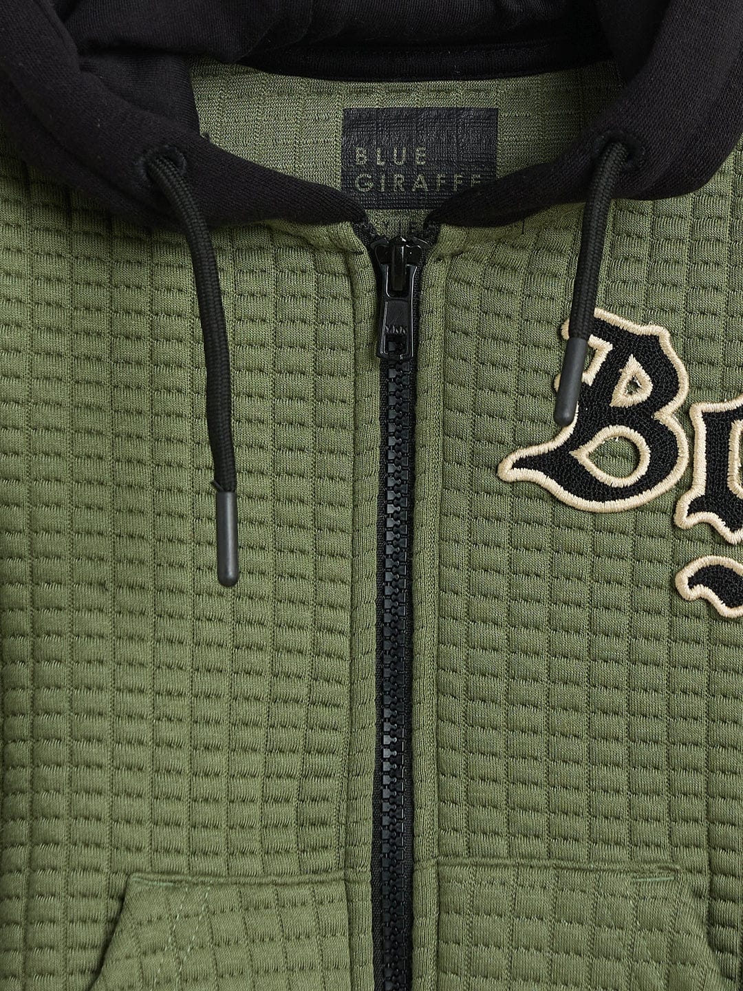 Blue Giraffe Boys Regular Fit Green Hoodie Sweatshirt