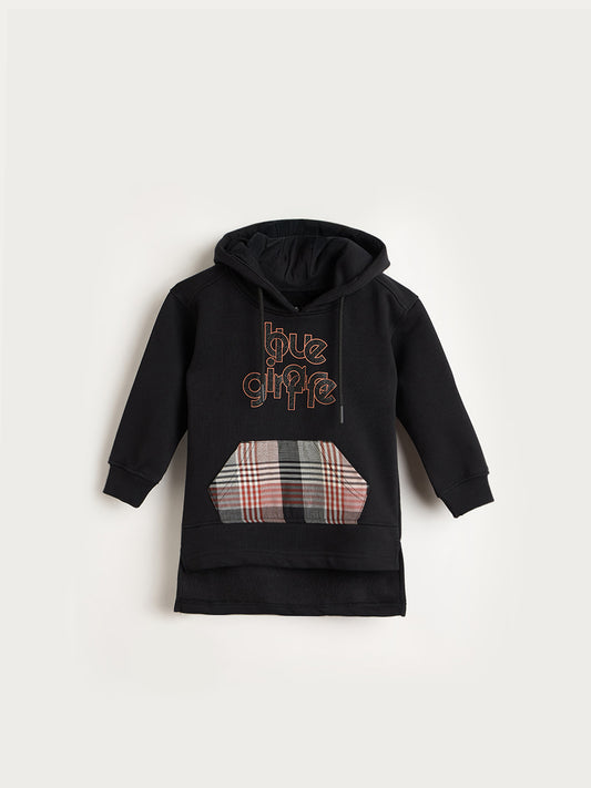 Blue Giraffe Girls Regular Fit Black Logo Sweatshirt