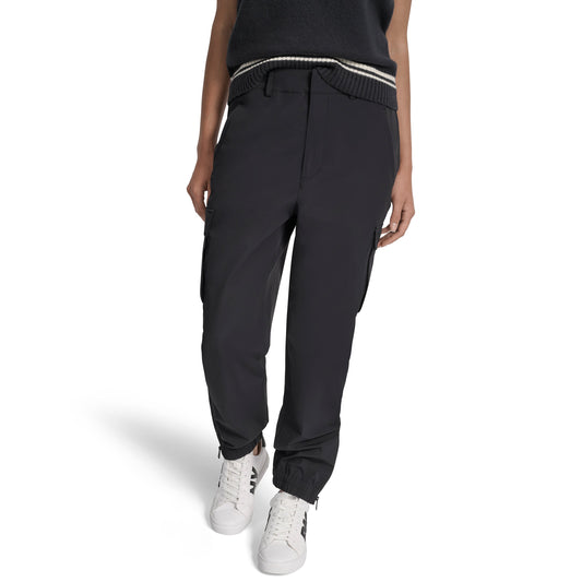 DKNY Womens Black Nylon Solid Trouser