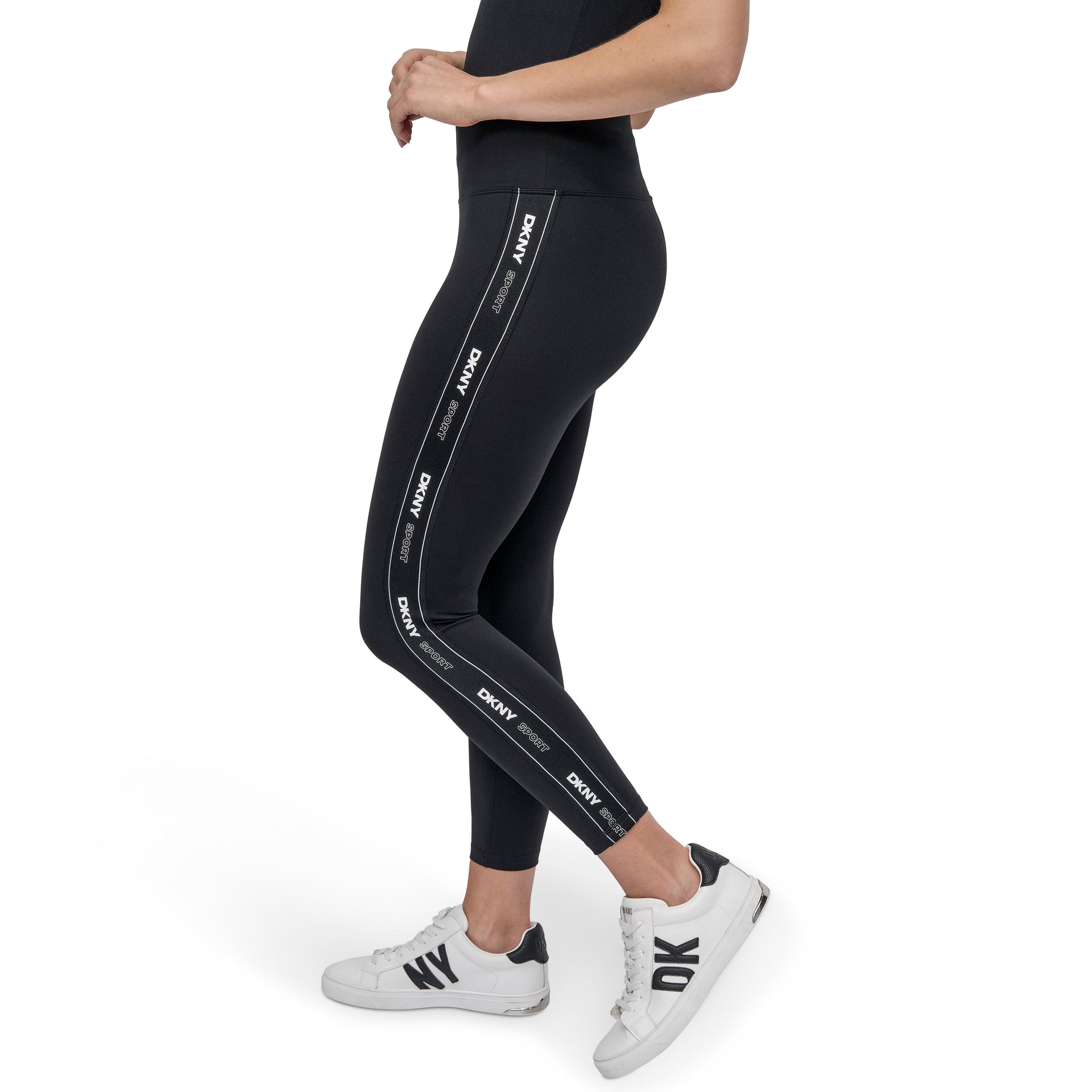 DKNY Womens Black Logo High Rise Legging