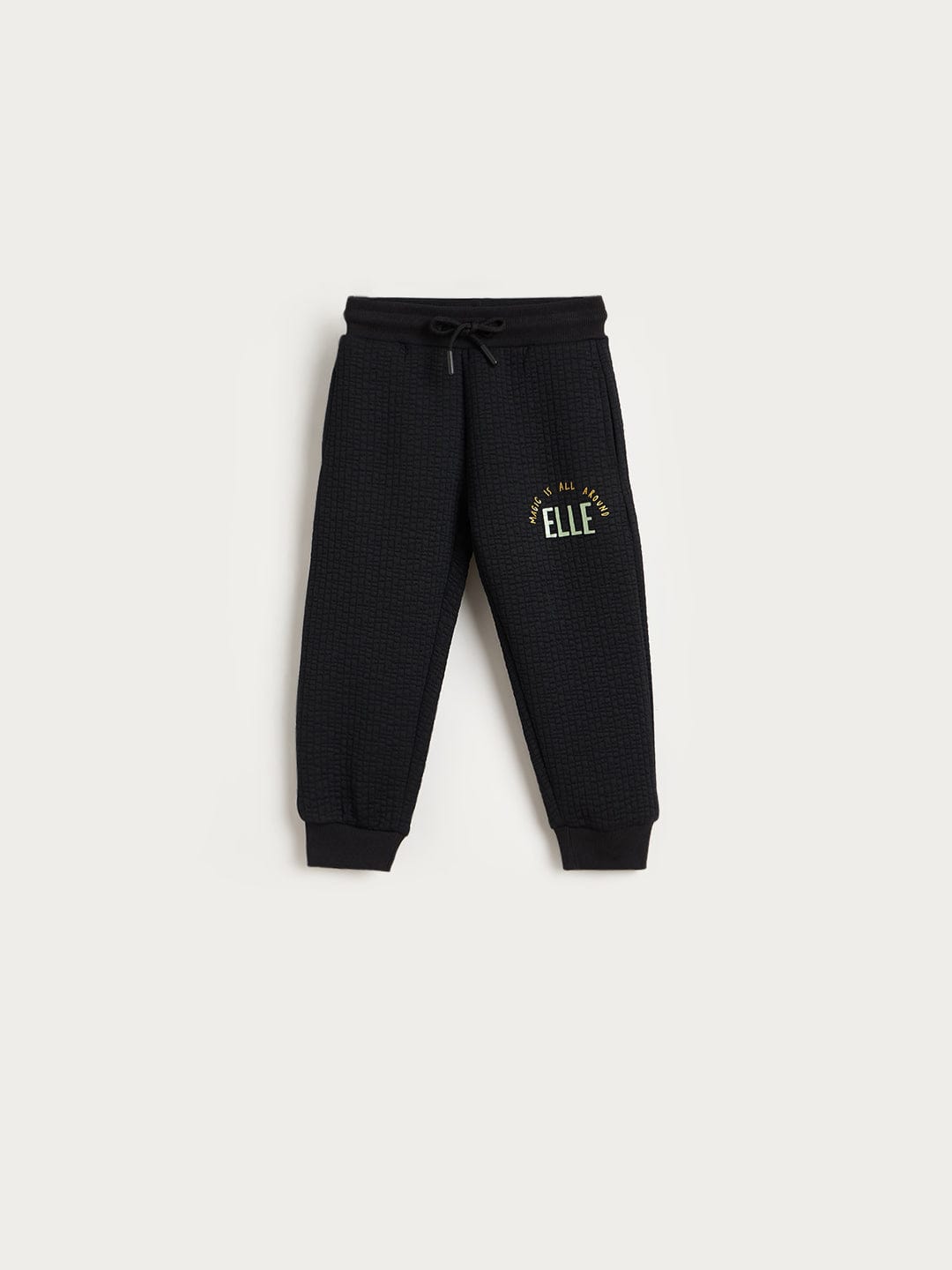 Elle Girls Black Textured Sweat Pant