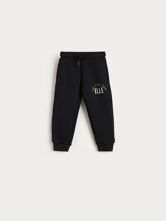 Elle Girls Black Textured Sweat Pant