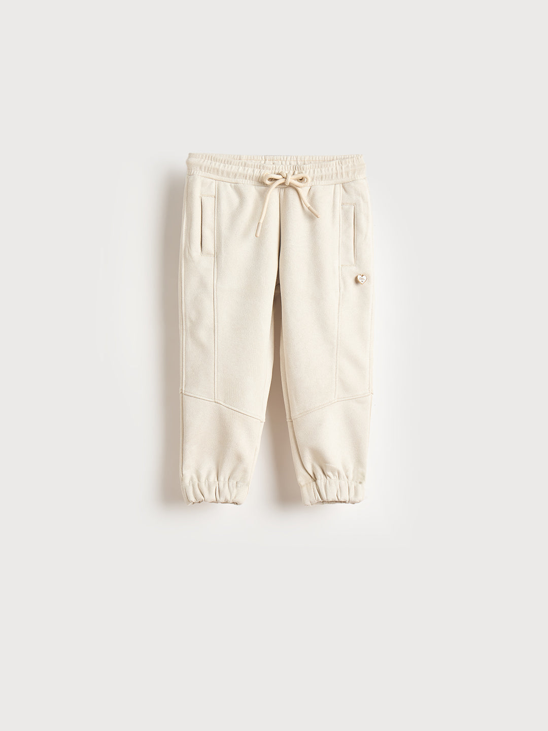 Elle Girls Cream Solid Tapered Fit Sweat Pant