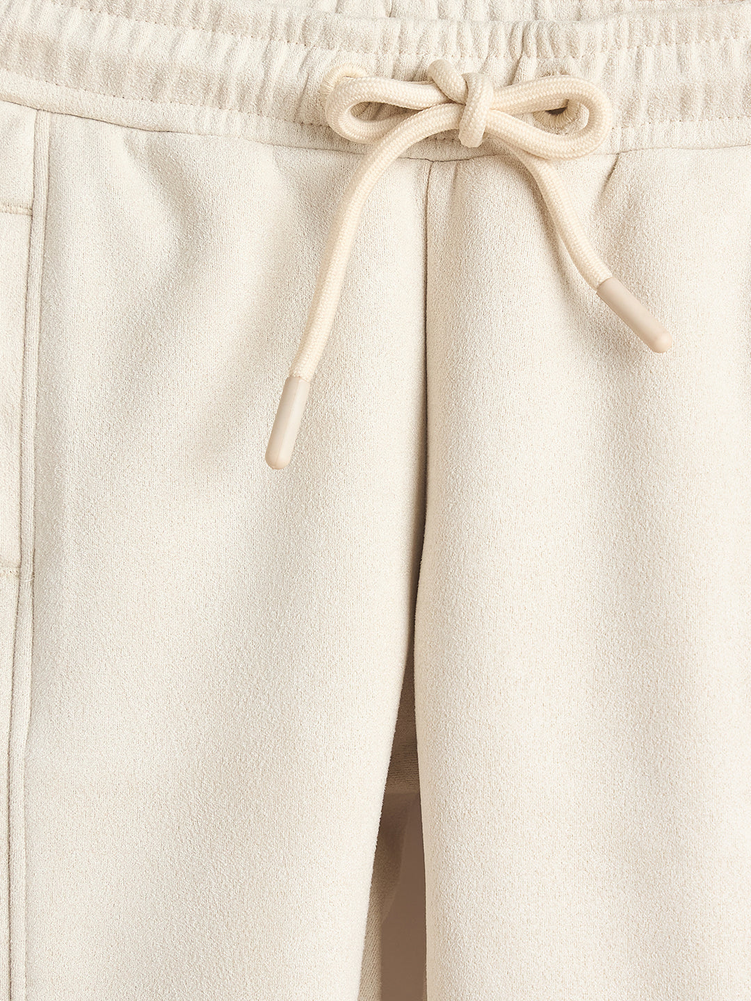 Elle Girls Cream Solid Tapered Fit Sweat Pant