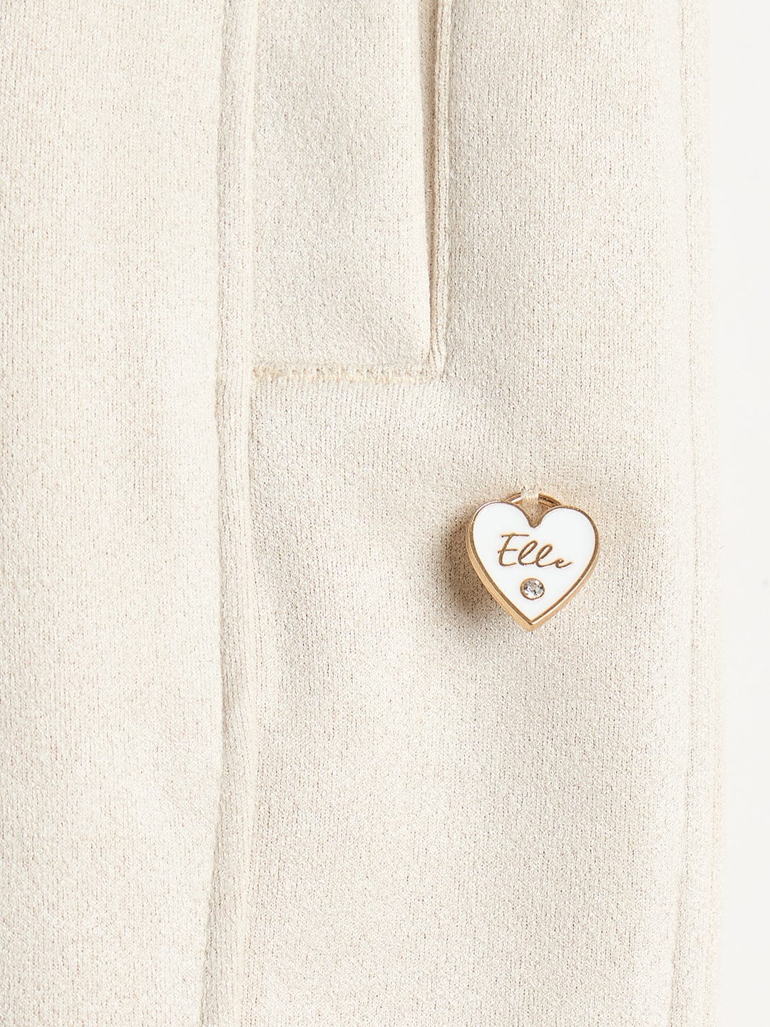 Elle Girls Cream Solid Tapered Fit Sweat Pant