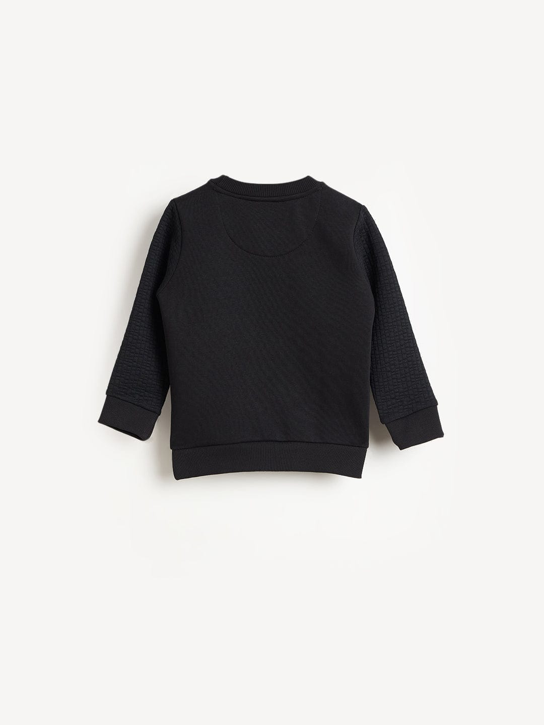 Elle Girls Black Textured Round Neck Sweatshirt