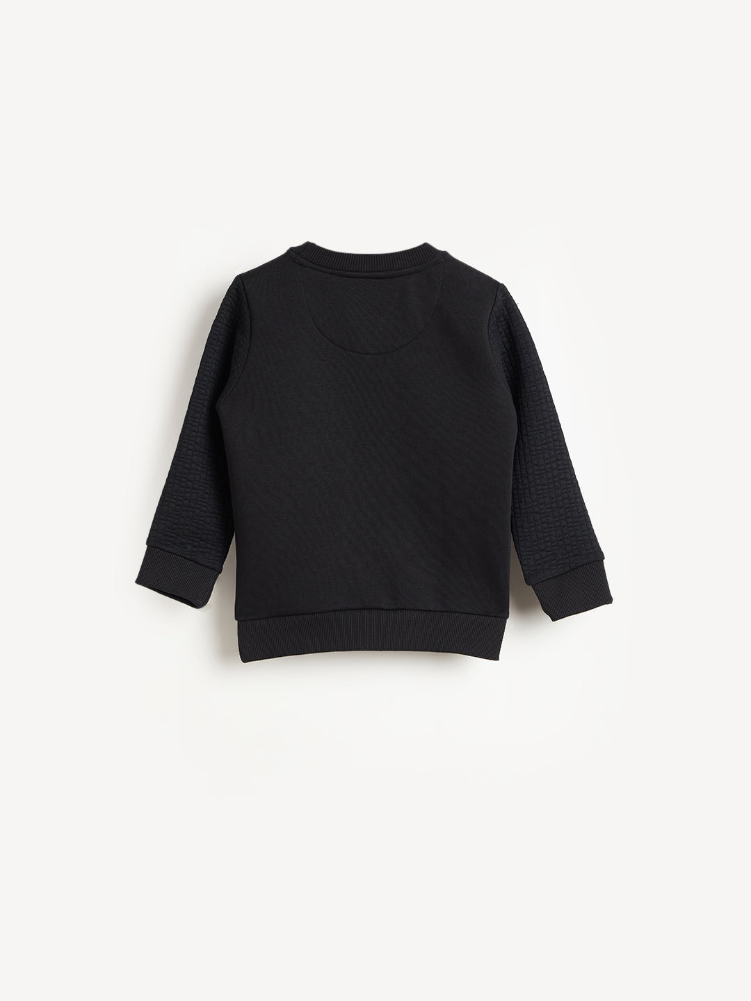 Elle Girls Black Textured Round Neck Sweatshirt