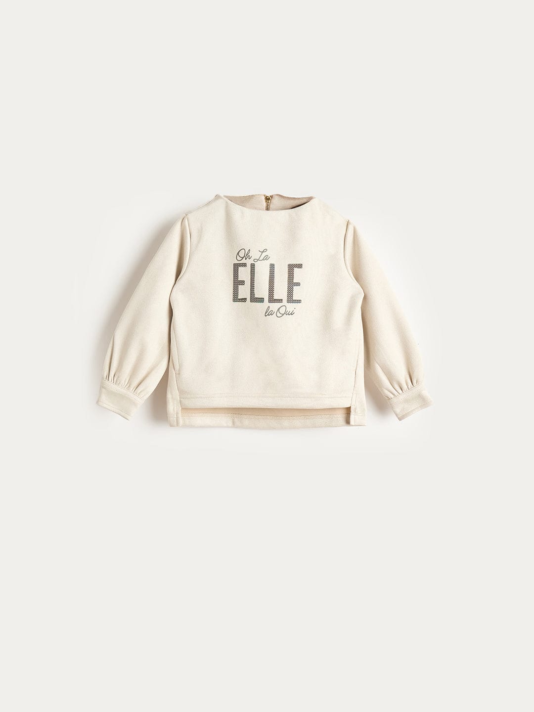 Elle Girls Cream Textured Round Neck Sweatshirt