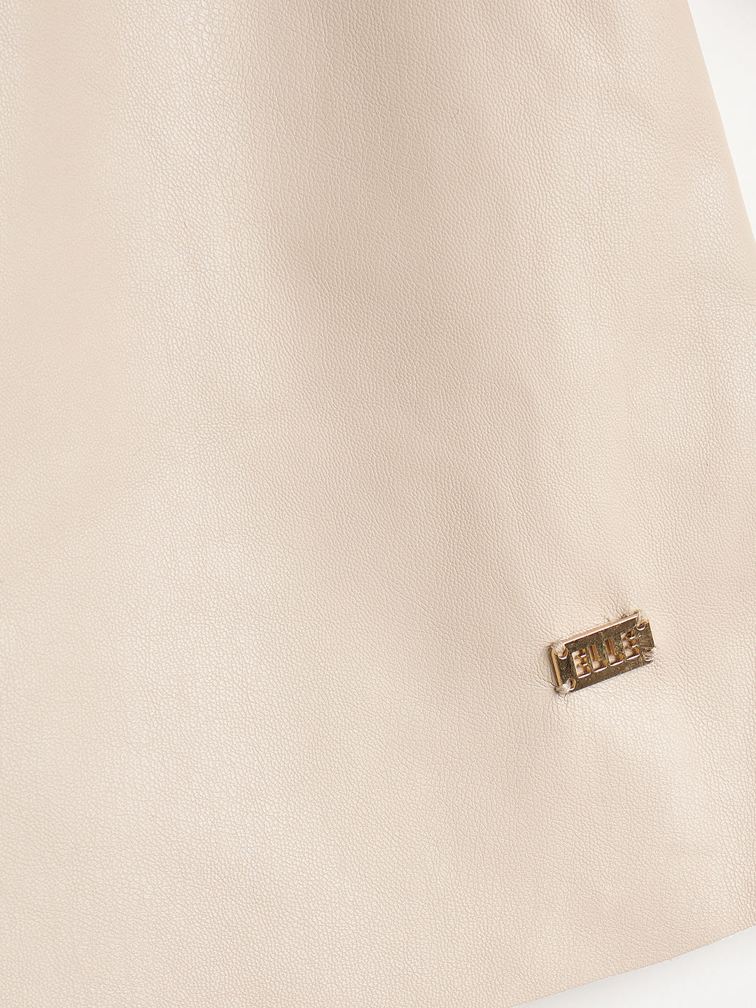 Elle Girls Beige Solid Lapel Collar Dress