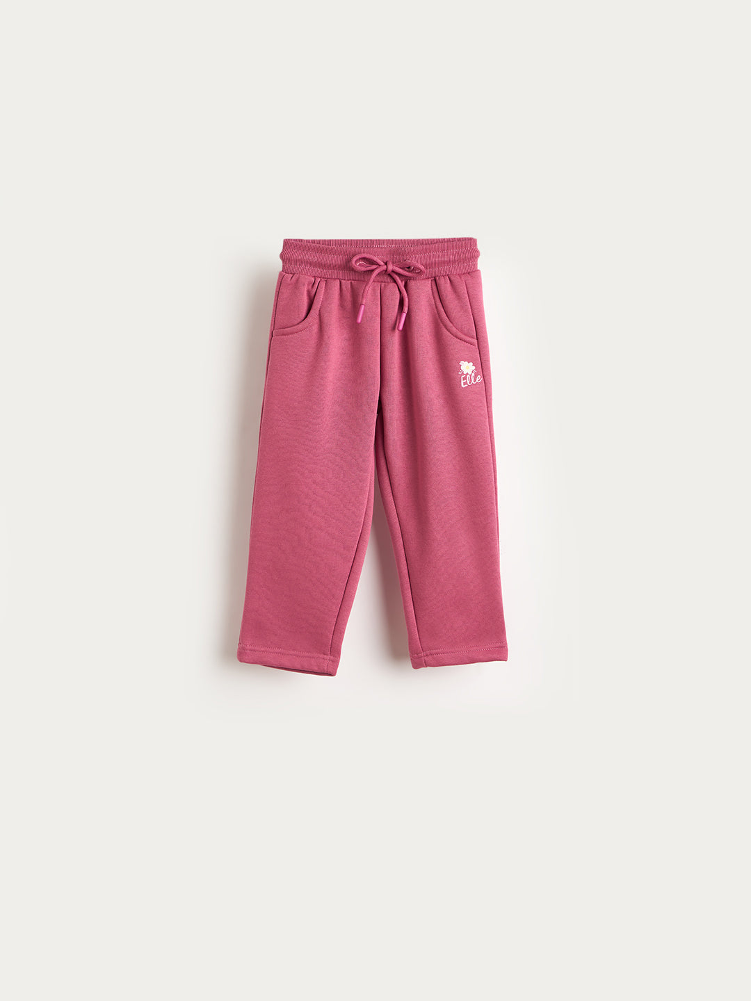 Elle Girls Slim Straight Fit Pink Solid Sweatpant