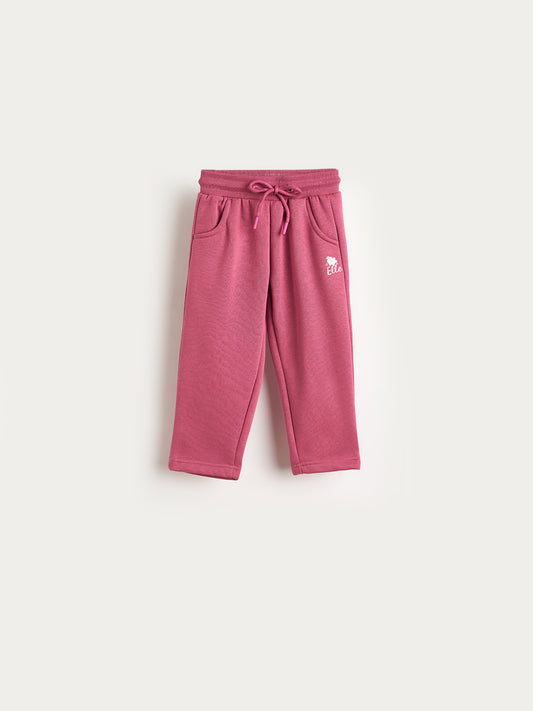 Elle Girls Slim Straight Fit Pink Solid Sweatpant