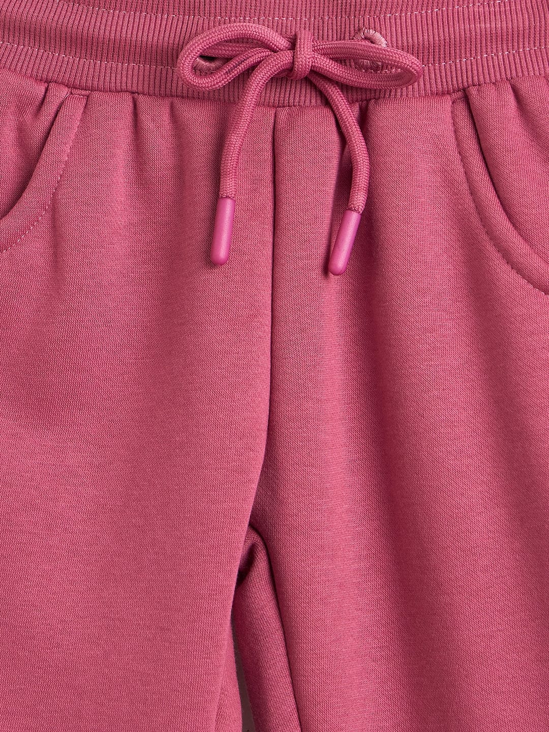 Elle Girls Slim Straight Fit Pink Solid Sweatpant