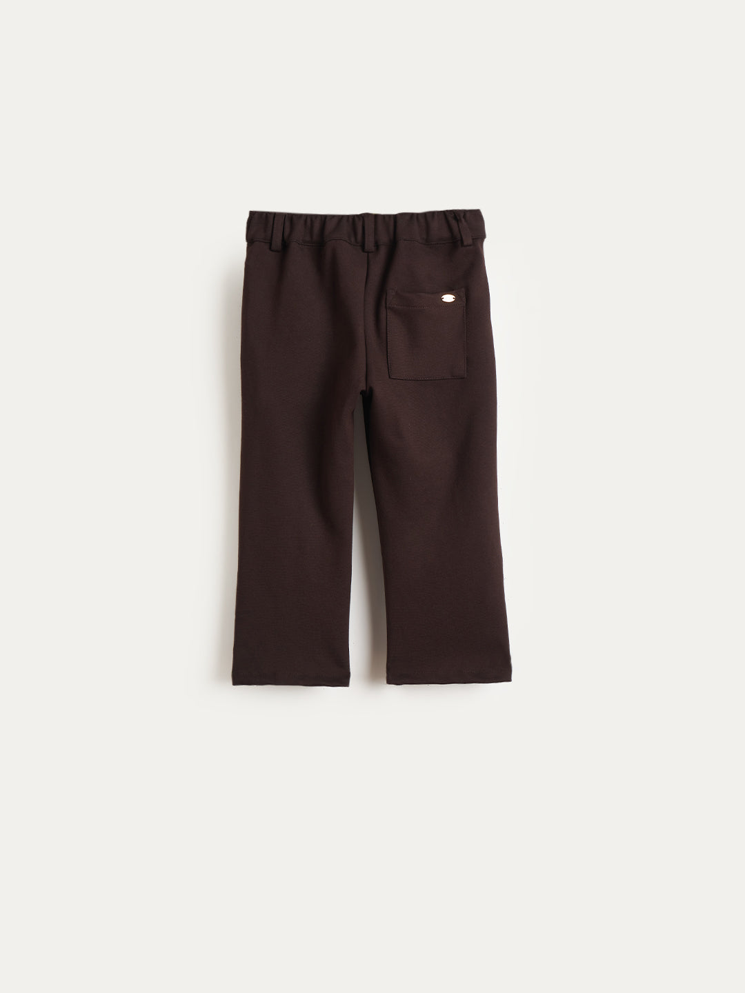 Elle Girls Brown Solid Fit & Flare Trouser