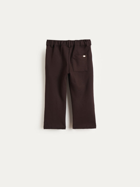 Elle Girls Brown Solid Fit & Flare Trouser