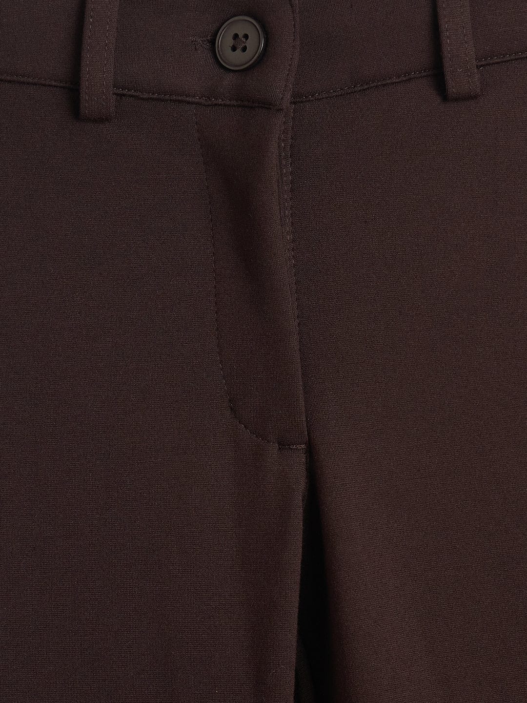 Elle Girls Brown Solid Fit & Flare Trouser