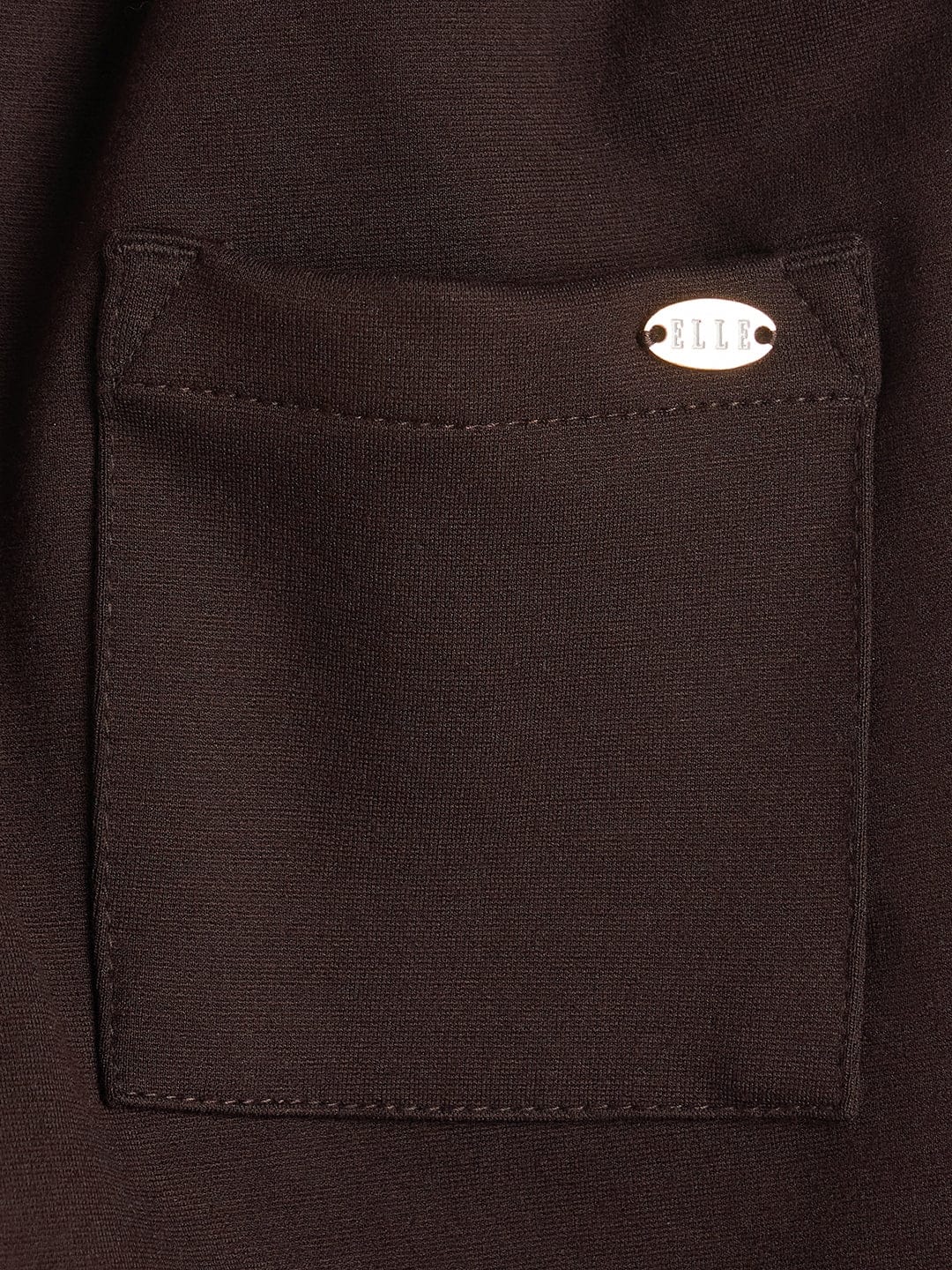 Elle Girls Brown Solid Fit & Flare Trouser