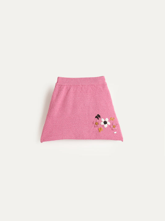 Elle Girls Pink Embroidered Mini Skirt