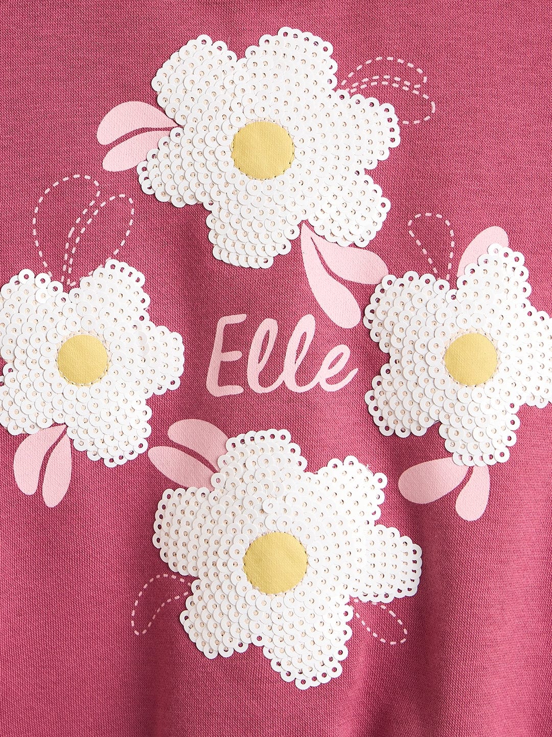 Elle Girls Regular Fit Pink Floral Sweatshirt
