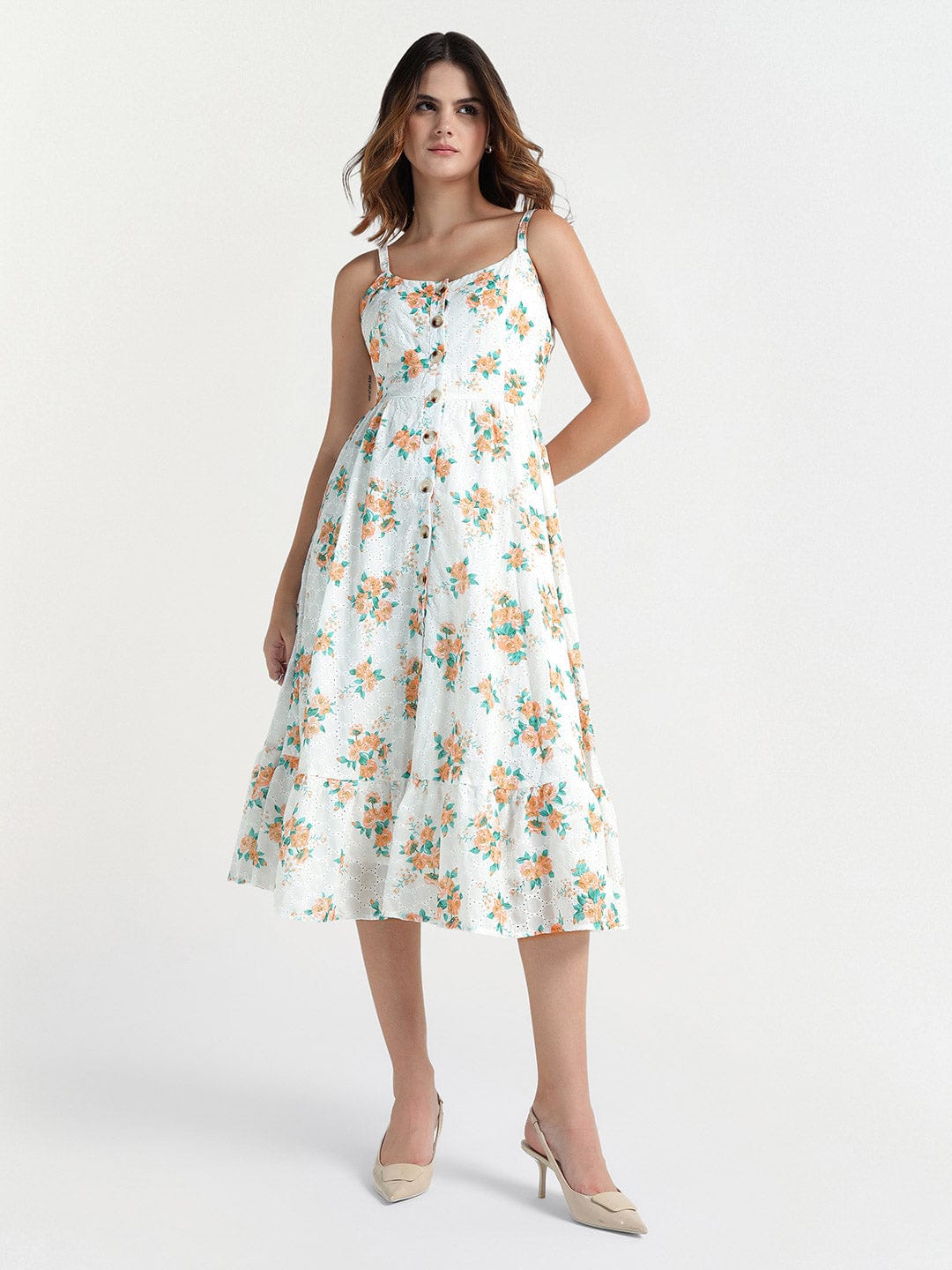 Elle Women Yellow Scoop Neck Dress