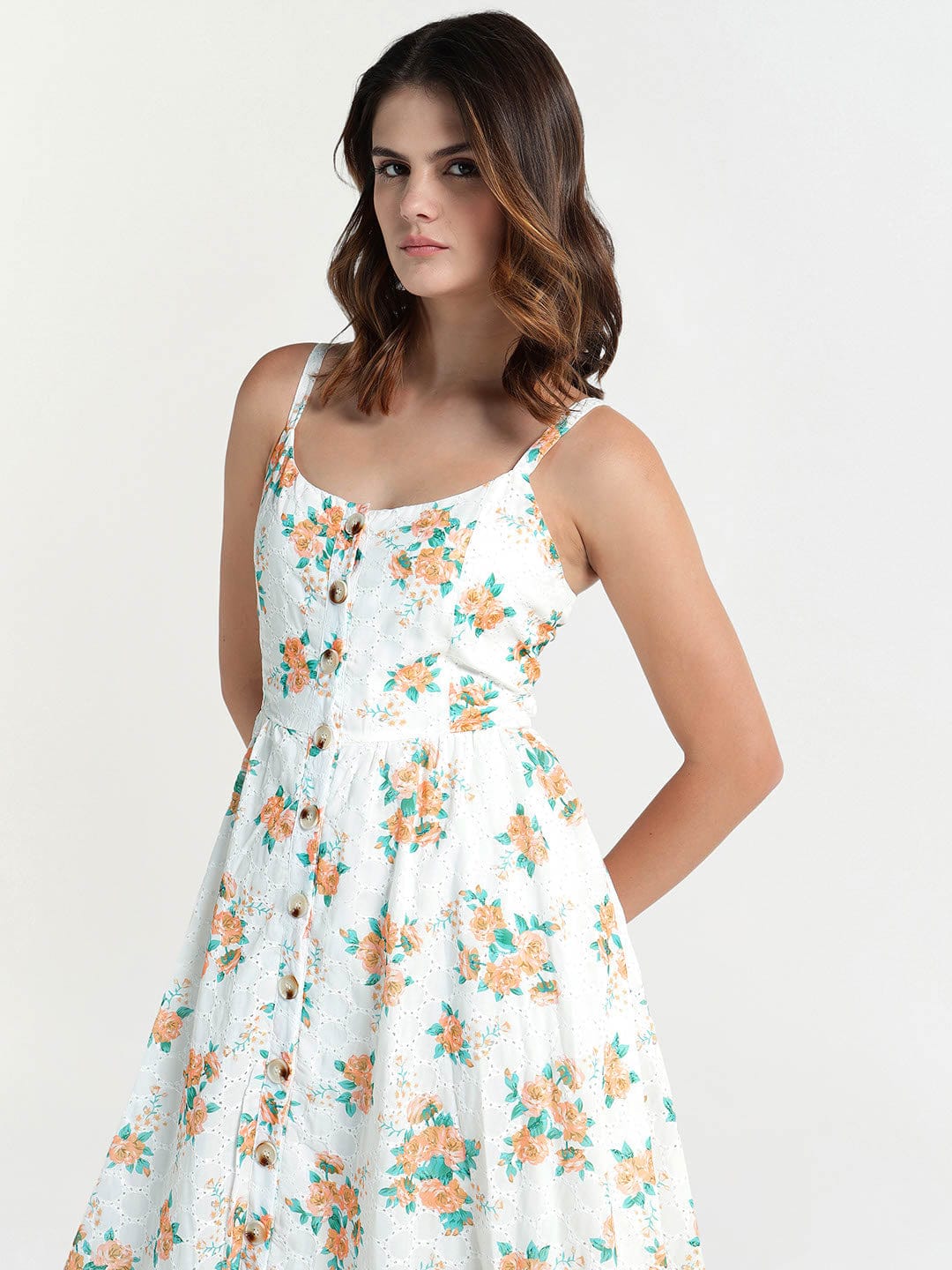 Elle Women Yellow Scoop Neck Dress