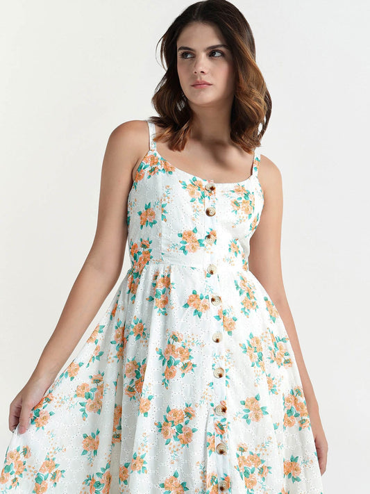 Elle Women Yellow Scoop Neck Dress