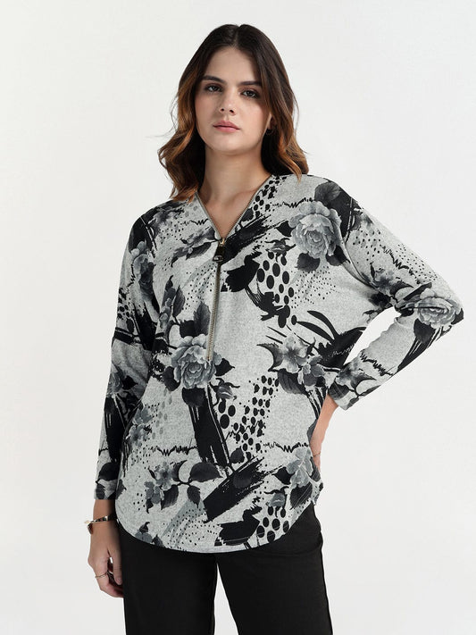 Elle Women Blue V Neck Top