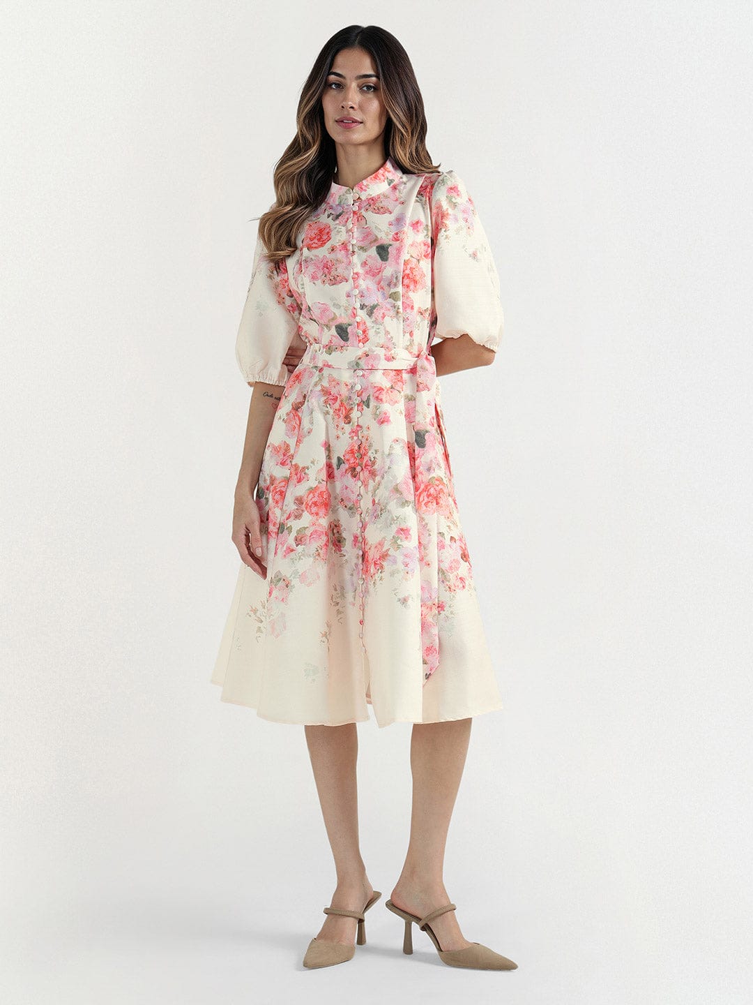 Elle Women Pink Collar Dress