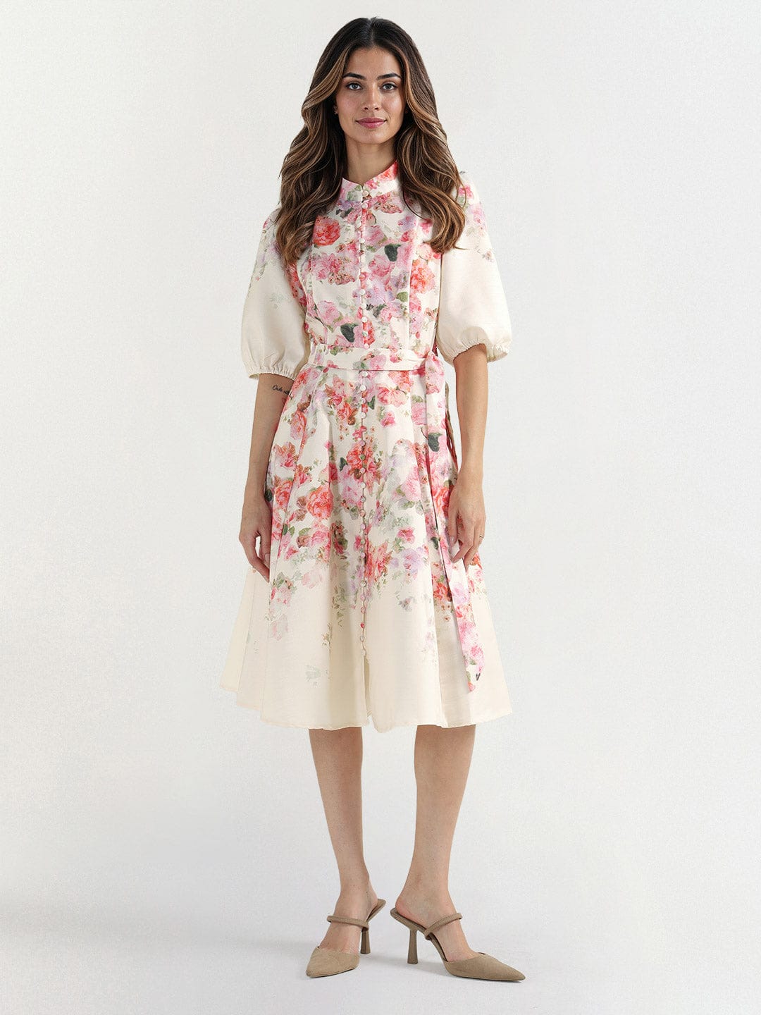 Elle Women Pink Collar Dress