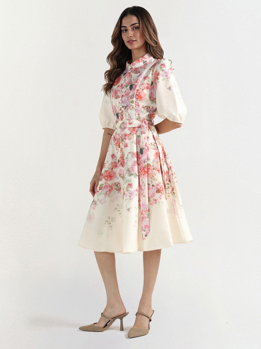 Elle Women Pink Collar Dress