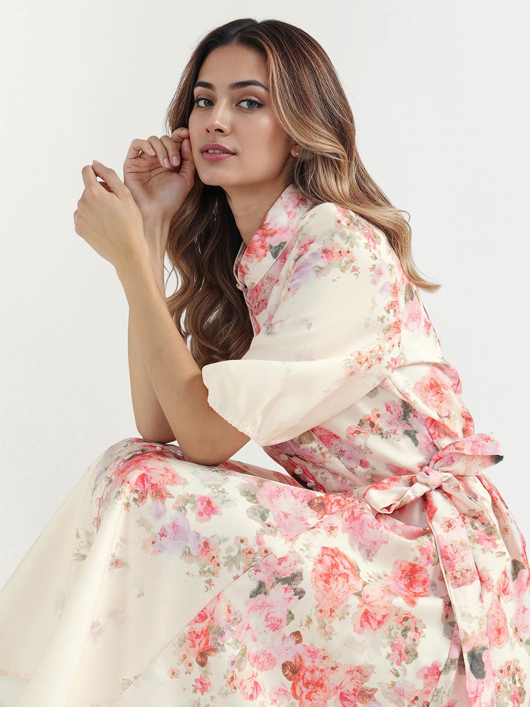 Elle Women Pink Collar Dress