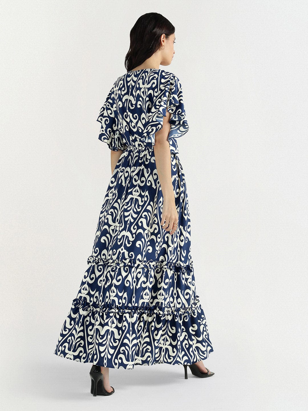 Elle Women Blue V Neck Dress