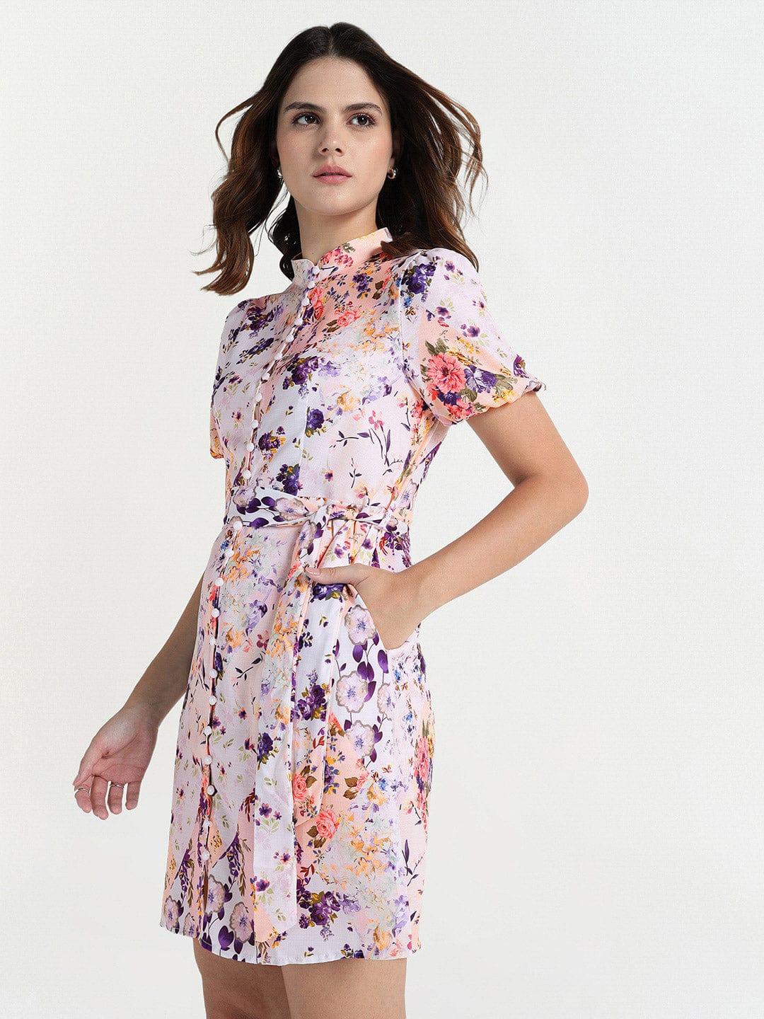 Elle Women White Collar Dress