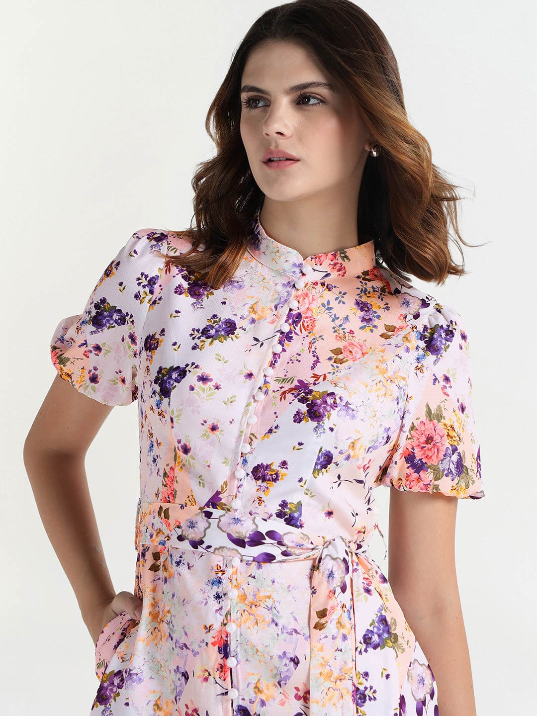 Elle Women White Collar Dress