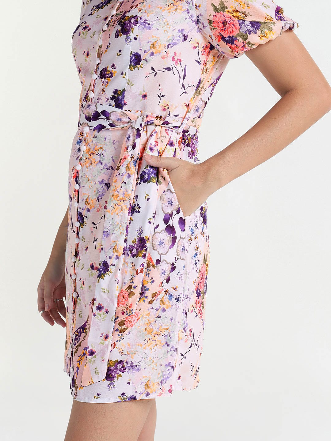 Elle Women White Collar Dress